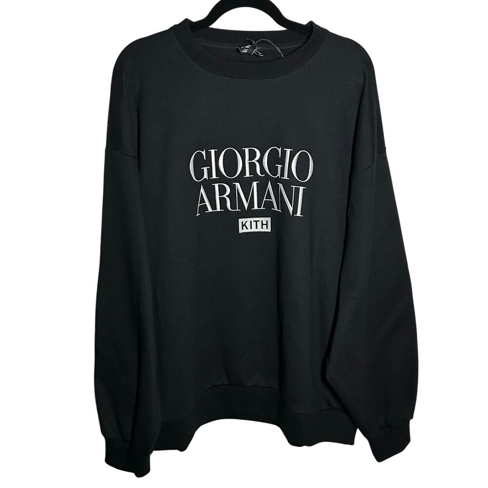 NEW Kith x Giorgio Men's Armani Nelson Crewneck Black Size XXL Sweatshirt